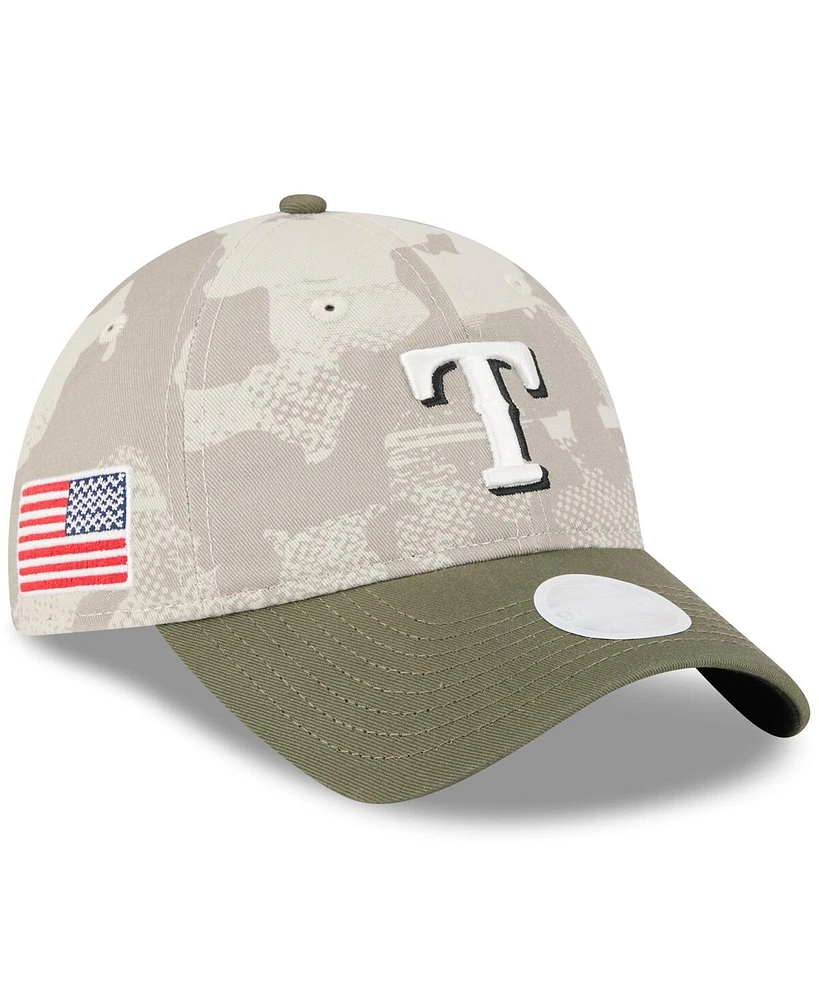 New Era Women's Light Beige/Olive Texas Rangers 2025 Armed Forces Day 9TWENTY Adjustable Hat