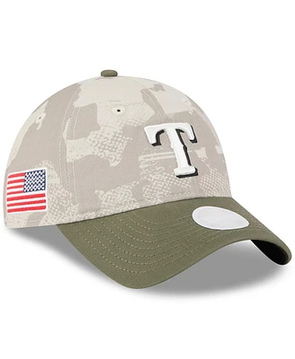 New Era Women's Light Beige/Olive Texas Rangers 2025 Armed Forces Day 9TWENTY Adjustable Hat
