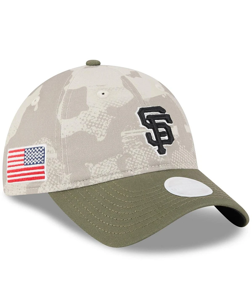 New Era Women's Light Beige/Olive San Francisco Giants 2025 Armed Forces Day 9TWENTY Adjustable Hat