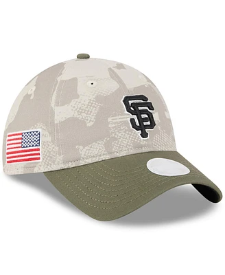 New Era Women's Light Beige/Olive San Francisco Giants 2025 Armed Forces Day 9TWENTY Adjustable Hat
