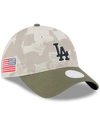 New Era Women's Light Beige/Olive Los Angeles Dodgers 2025 Armed Forces Day 9TWENTY Adjustable Hat