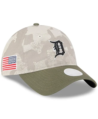 New Era Women's Light Beige/Olive Detroit Tigers 2025 Armed Forces Day 9TWENTY Adjustable Hat