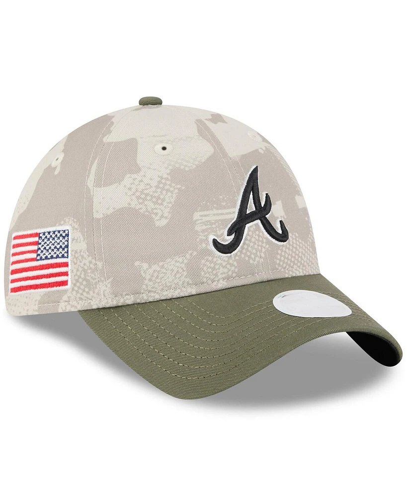 New Era Women's Light Beige/Olive Atlanta Braves 2025 Armed Forces Day 9TWENTY Adjustable Hat