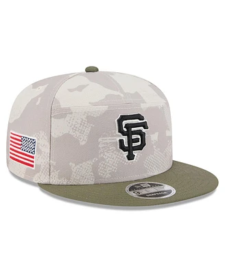 New Era Men's Light Beige/Olive San Francisco Giants 2025 Armed Forces Day Split Panel 9FIFTY Snapback Hat