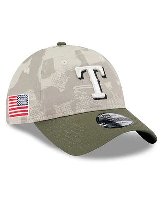 New Era Men's Light Beige/Olive Texas Rangers 2025 Armed Forces Day 9TWENTY Adjustable Hat