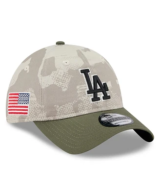 New Era Men's Light Beige/Olive Los Angeles Dodgers 2025 Armed Forces Day 9TWENTY Adjustable Hat