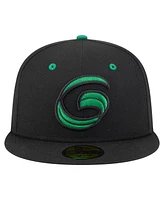 New Era Men's Black Greensboro Grasshoppers Authentic Collection 59FIFTY Fitted Hat