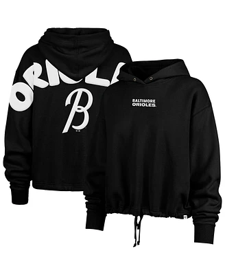 '47 Brand Women's Black Baltimore Orioles City Connect Venice Cropped Pullover Hoodie