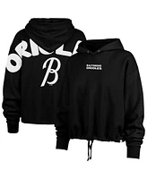 '47 Brand Women's Black Baltimore Orioles City Connect Venice Cropped Pullover Hoodie