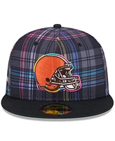 New Era Men's Black Cleveland Browns 2024 Nfl Crucial Catch Plaid 59FIFTY Fitted Hat