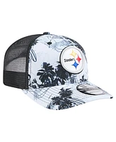 New Era Men's Black Pittsburgh Steelers Hula Trucker 9SEVENTY Adjustable Hat