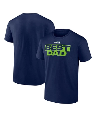 Logo Athletic Men's College Navy Seattle Seahawks Best Dad T-Shirt