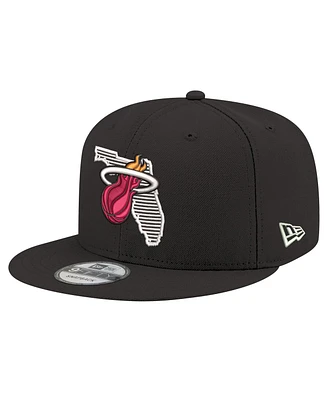 New Era Men's Black Miami Heat State Pride 9FIFTY Snapback Hat