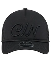 New Era Men's Black Cincinnati Reds City Initial 9FORTY A-Frame M-Crown Adjustable Trucker Hat