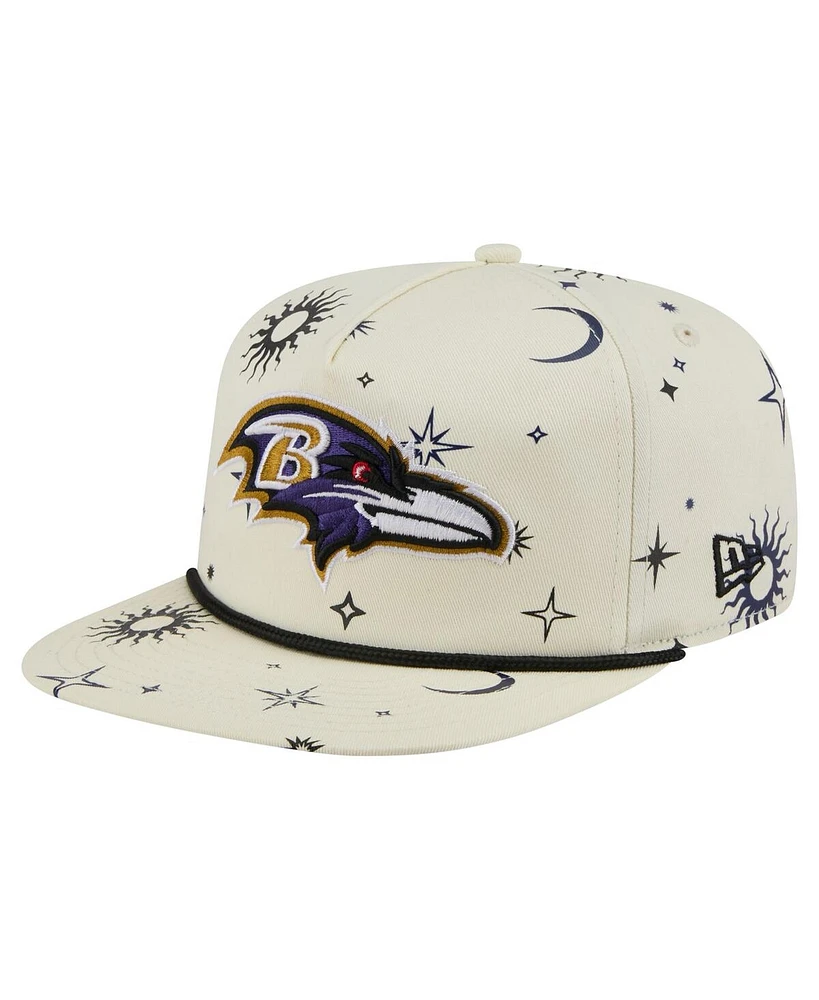 New Era Men's Cream Baltimore Ravens Celestial Golfer Adjustable Hat