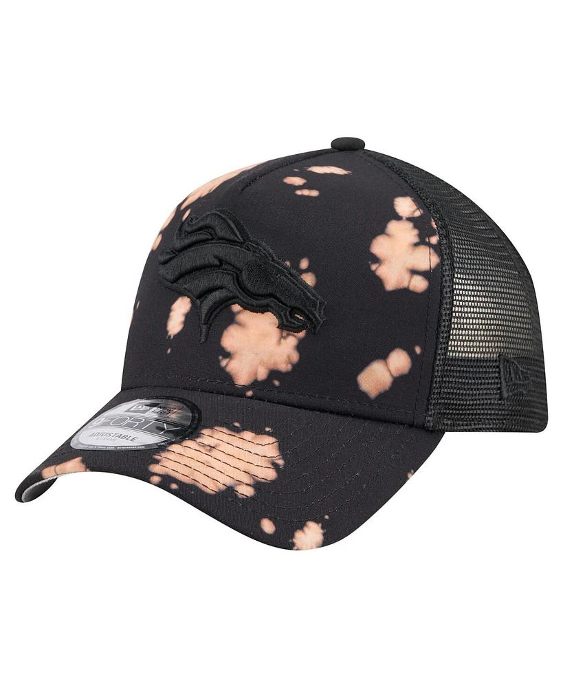 New Era Men's Black Denver Broncos Bleached 9FORTY A-Frame Adjustable Hat