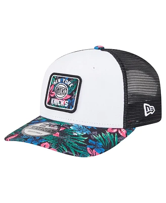 New Era Men's White New York Knicks Floral 9SEVENTY Adjustable Hat