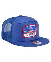 New Era Men's Royal Chicago Cubs Split Panel 9FIFTY Trucker Snapback Hat