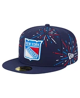 New Era Men's Navy York Rangers Americana Fireworks 59FIFTY Fitted Hat
