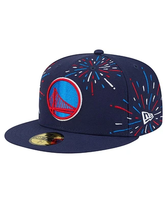 New Era Men's Navy Golden State Warriors Americana Fireworks 59FIFTY Fitted Hat