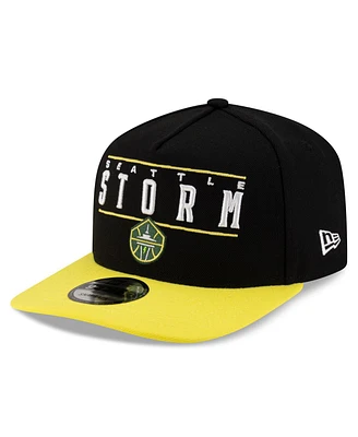 New Era Men's and Women's Black/Yellow Seattle Storm 2025 Wnba Draft A-Frame 9FIFTY Snapback Hat