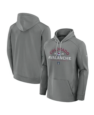 Fanatics Men's Gray Colorado Avalanche 2025 Stanley Cup Playoffs Authentic Pro Rink Fly Fleece Pullover Hoodie
