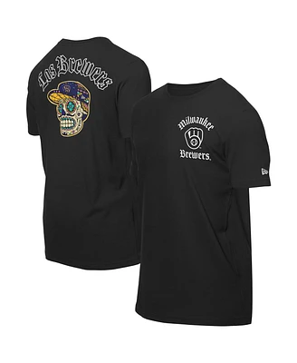 New Era Men's Black Milwaukee Brewers Sugar Skulls T-Shirt