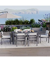 7-Pc Patio Dining Set: 70.8" Table, Cushioned Chairs