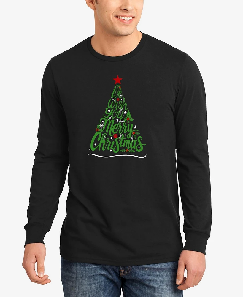 La Pop Art Men's We Wish You A Merry Christmas Word Long Sleeve T-Shirt