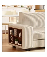 Modular Combination Double Sofa, Wooden Frame Locker with Armrests, Stylish and Comfortable, Cream Style, Beige
