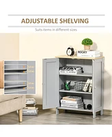 Storage Cabinet, Double Door Cupboard with 2 Adjustable Shelves, for Living Room, Bedroom, or Hallway, Grey