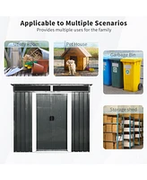 6ft x 5ft Outdoor Metal Storage Shed with Lockable Sliding Doors and Transparent plate for Garden