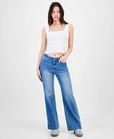 Dollhouse Juniors' Button-Pocket Flare Jeans