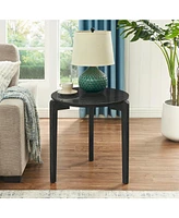 Living Room Coffee Table: Modern and stylish 24 inch round small coffee table, imitation marble tabletop with rubber wood solid wood legs, wooden coff
