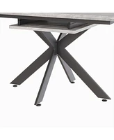 Extendable Dining Table Set for 6-8 with Upholstered Chairs