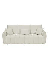 Premium 80.7" Teddy Fabric Sofa with Cushions and Pillows