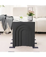 15.74" Square Side Table Small Coffee Table Accent Table Bedside Table for Living Room Bedroom,Black
