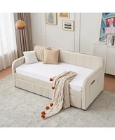 Twin Daybed Frame with Trundle, Sofa Bed for Living Room Guest Room