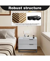 Grey Nightstand with 2 Drawers for Closet, Bedroom, or Entryway