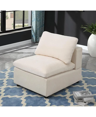 Modern Upholstered Middle Module for Modular Sectional,Sectional Sofa Couch Accent Armless Chair, Chenille Beige