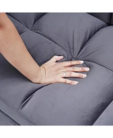 3-in-1 Velvet Sofa Bed with Adjustable Back (64.9", Dark Grey)