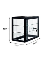 Tempered Glass Counter Top Display Showcase with Sliding Glass Door and Lock, Standard Aluminum Framing with Sliding Glass Door and Lock-display cabin