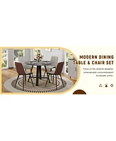 42" Round Dining Set: Gray Wood Table