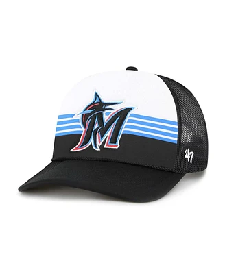 '47 Brand Men's Black Miami Marlins Lift Off Foam Front Mesh Trucker Adjustable Hat