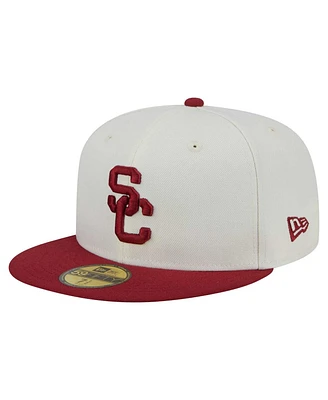 New Era Men's Cream Usc Trojans Chrome 59FIFTY Fitted Hat