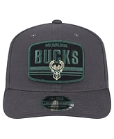 New Era Men's Graphite Milwaukee Bucks Team Elevated Patch 9SEVENTY Adjustable Hat