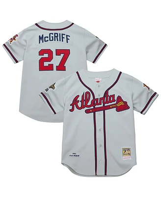 Mitchell & Ness Men's Fred McGriff Gray Atlanta Braves 1995 Throwback Authentic Jersey
