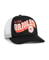 '47 Brand Men's Black Baltimore Orioles Meander Foam Trucker Snapback Hat