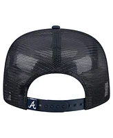 New Era Men's Navy Atlanta Braves Retro Satin Script Golfer Adjustable Hat