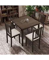 Mid-Century Modern Dining Table Set (1 Table, 4 Chairs)